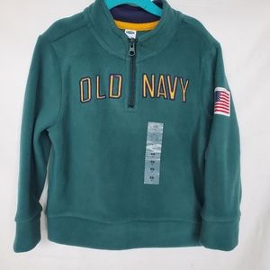 Old Navy Boys Green 1/4 Zip Raglan Pullover Sweater Size 5